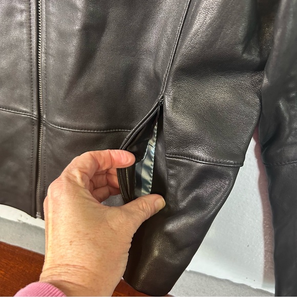 Lambskin Black Leather Jacket‎ with Stand Up Collar Women’s Size Medium - Picture 5 of 14